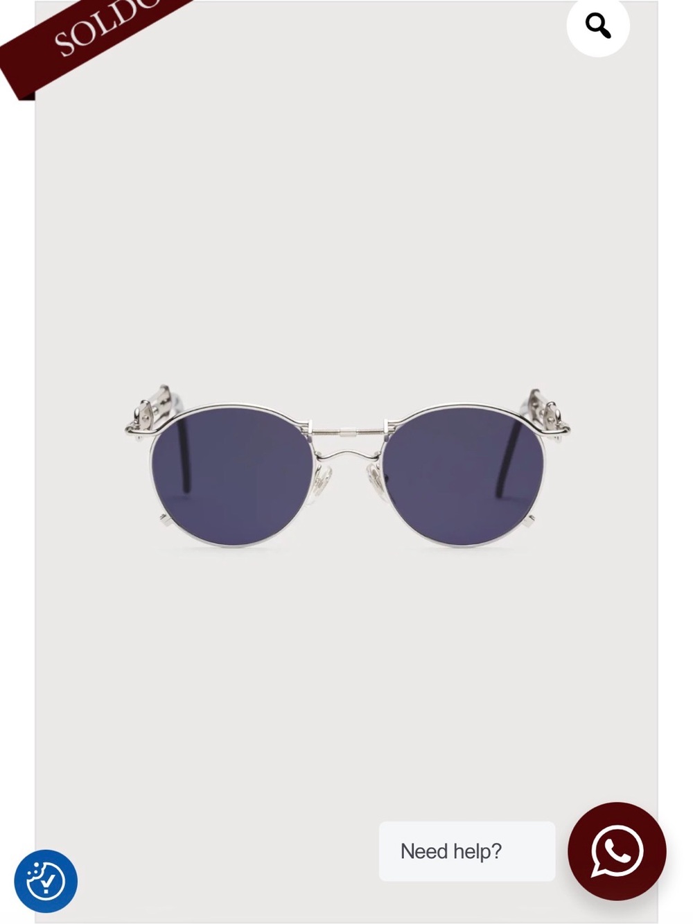 Silver Frame Round Sunglasses with Dark Blue Lenses